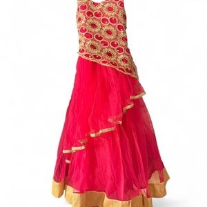 Charming Pink and Gold Kids Formal Dress